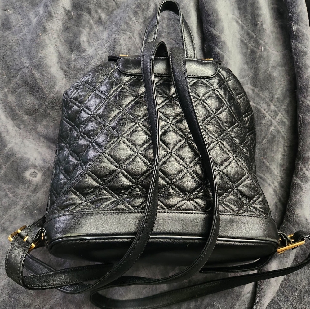 Authentic MCM Quilt Black Leather Backpack - Picture 4 of 14